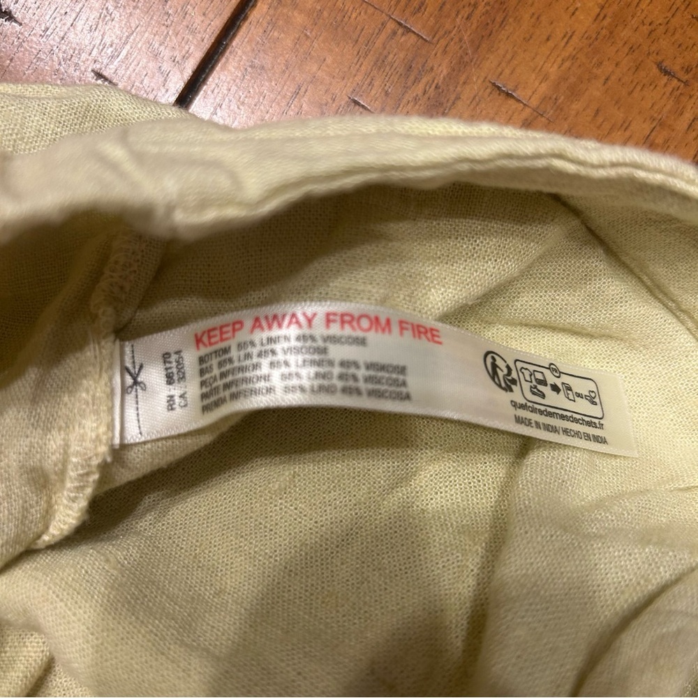 Free People Free-est Yellow/Green Linen Blend Wide Leg Pants Pants, Size XL - Picture 9 of 10